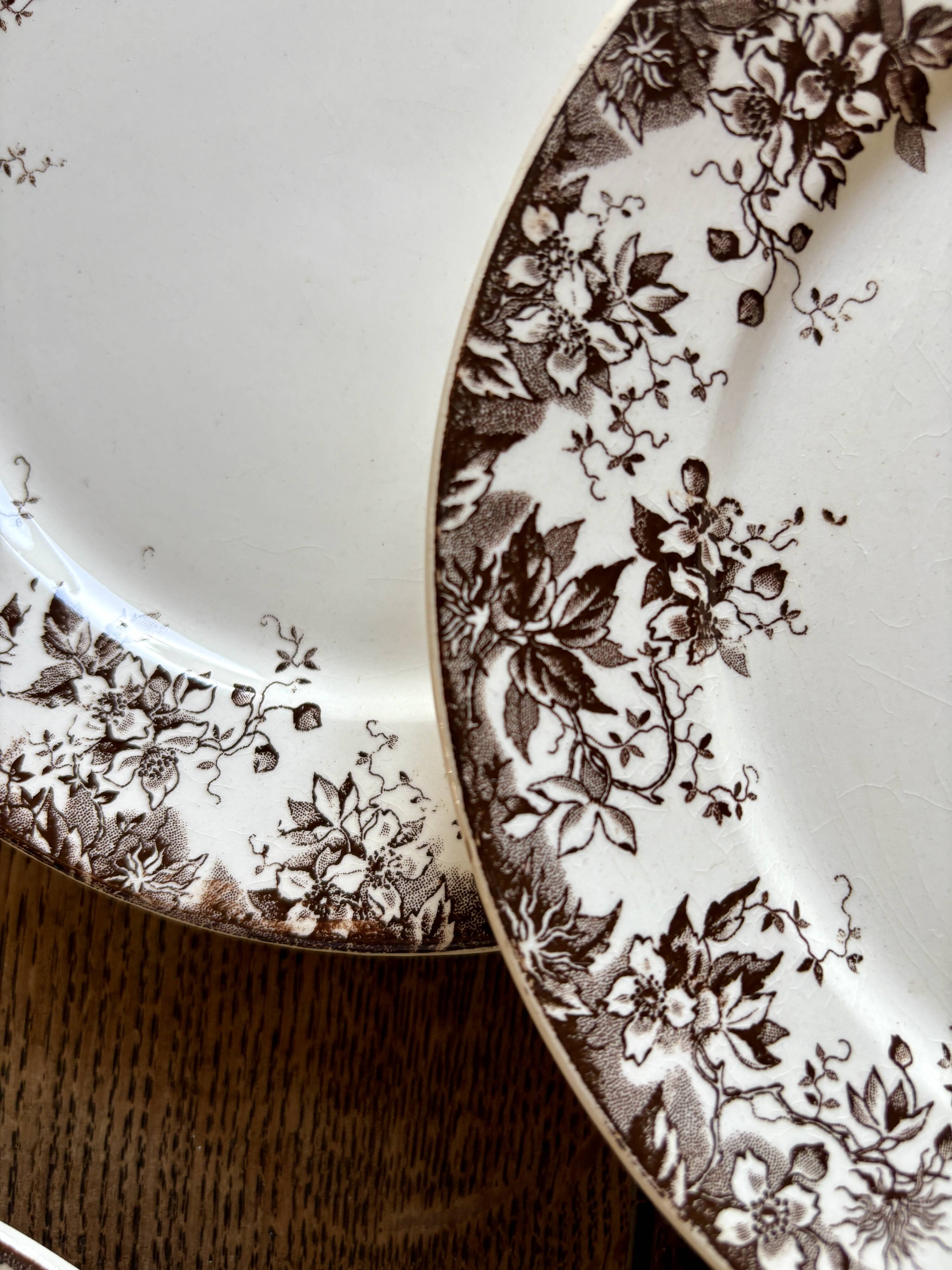 Lot de 6 assiettes à dessert anciennes en terre de fer modèle Alphand de Sa