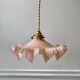 suspension in serrated opaline pleated pink early twentieth century