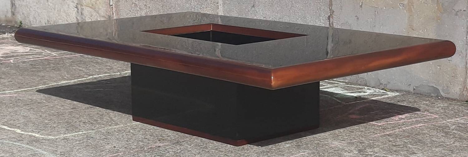 Signed coffee table (Jean Claude Mahey, 70s)
