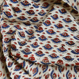 Set of 4 red and blue block-print towels