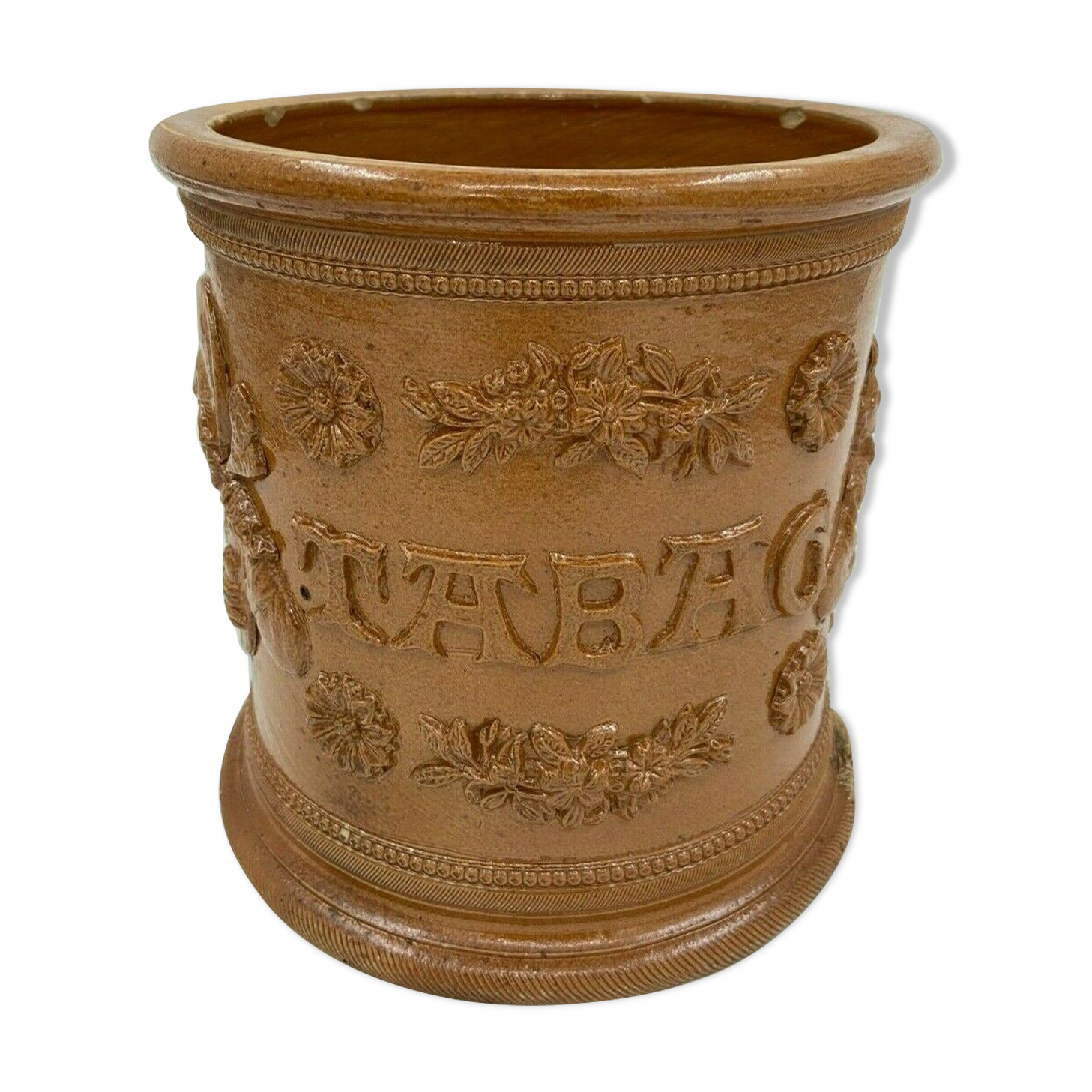 Terracotta tabac pot vernissee XlXeme gb 2 grès de beauvaisis