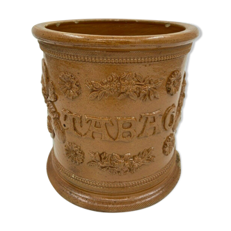 Terracotta tabac pot vernissee XlXeme gb 2 grès de beauvaisis