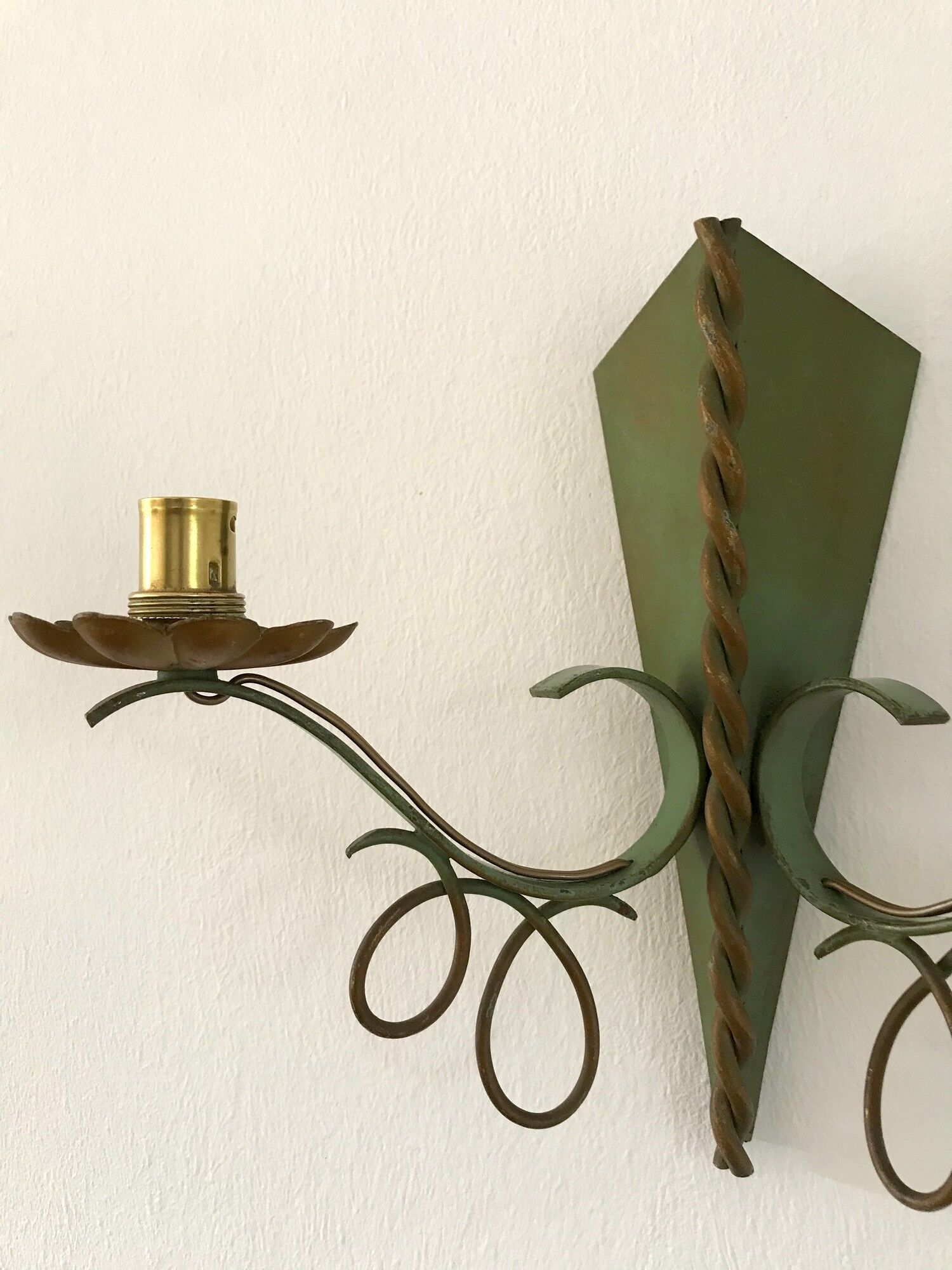 2 vintage wrought iron sconces 50s