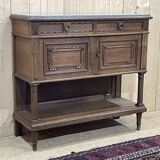 Louis XVI style oak server with marble top