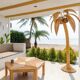 Lampadaire « cocotier/palmier » en rotin