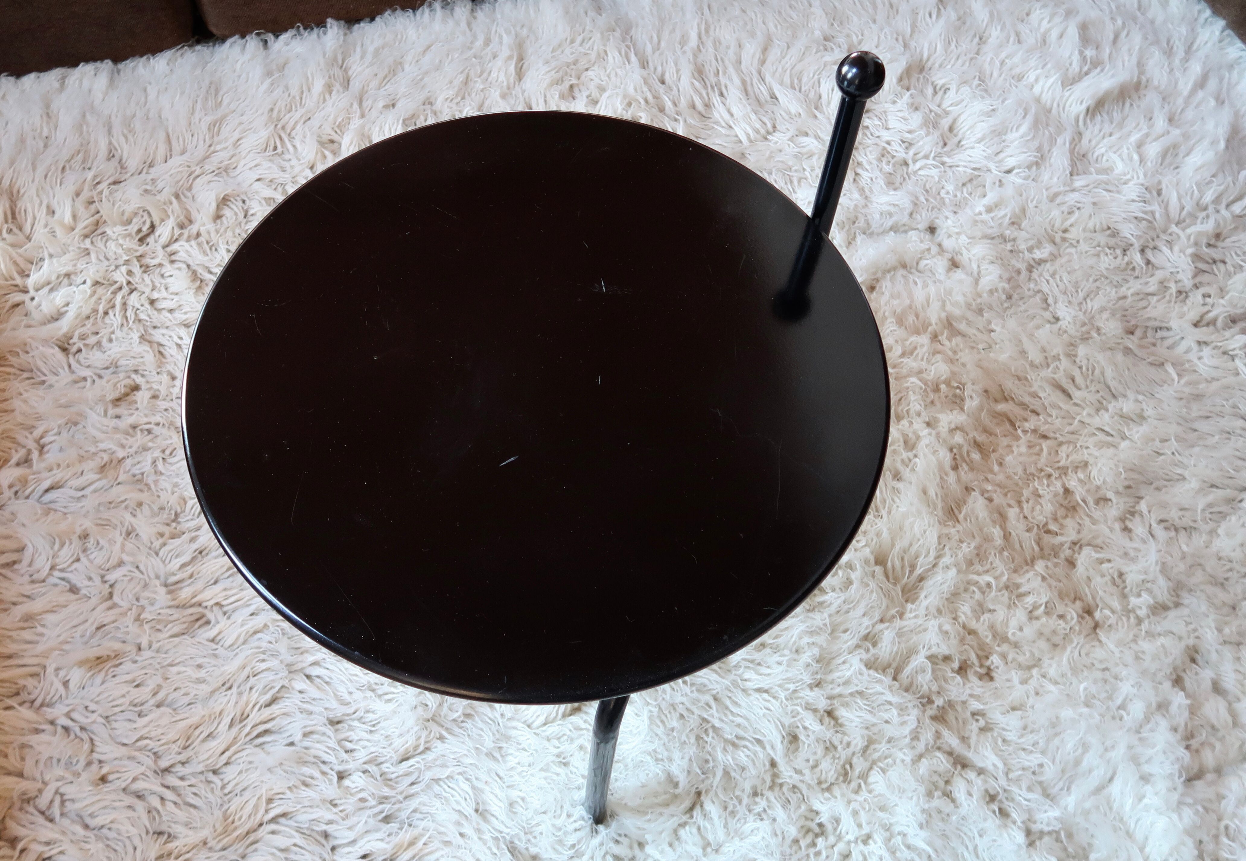 Folding black metal coffee tables with handle, 80s