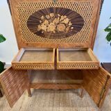 Wooden drop-leaf secretary in Louis XV style – Floral decoration