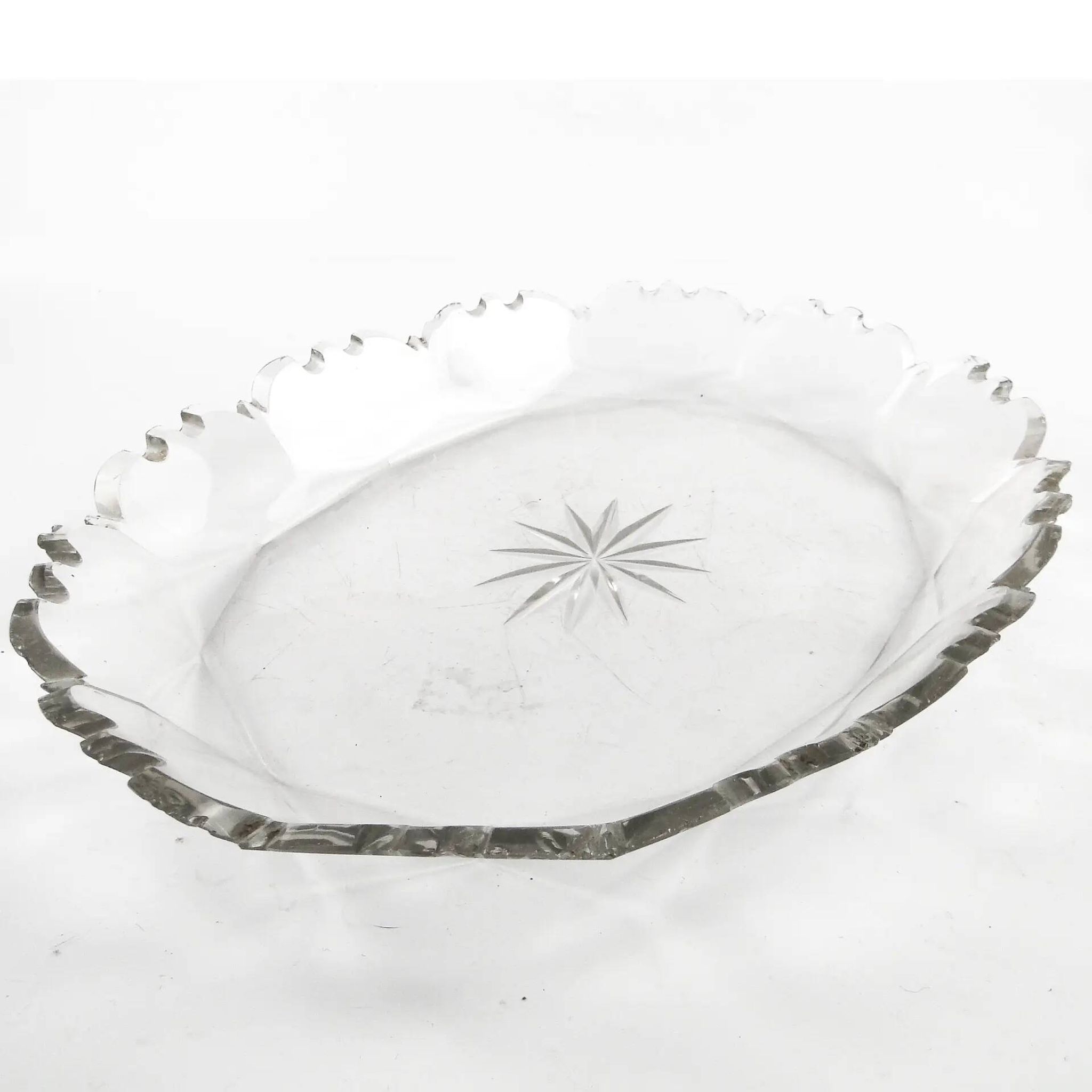 Biedermeier dish, transparent crystal, Czech Republic, 19th century