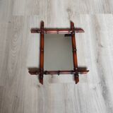 Antique vintage bamboo mirror 50x42cm