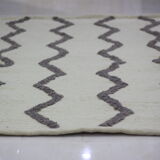 Handmade beige wool carpet 190x125cm