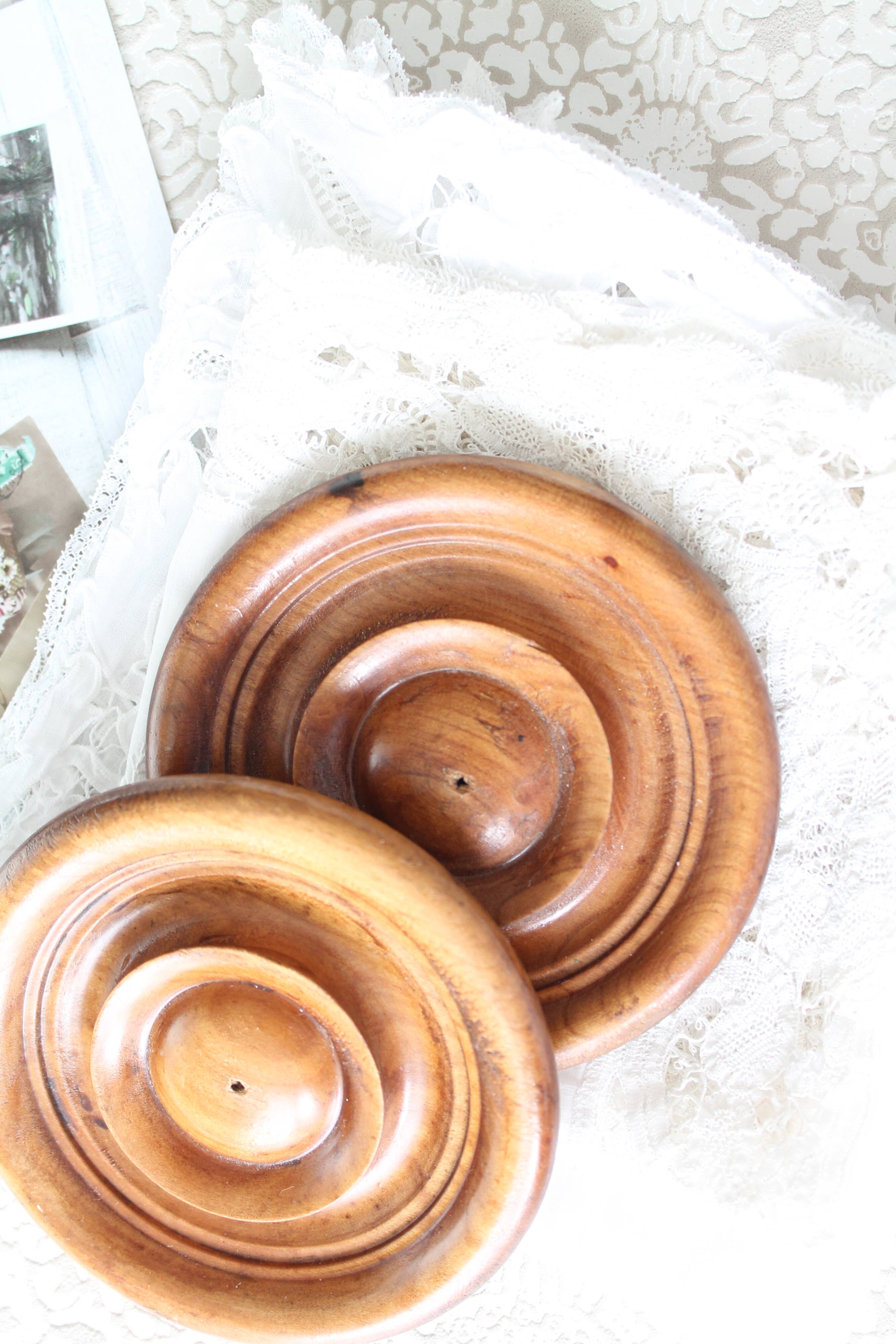 Natural turned wooden decorations from France x 2