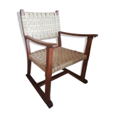 Fauteuil bois chêne et corde tressé Bauhaus 1930
