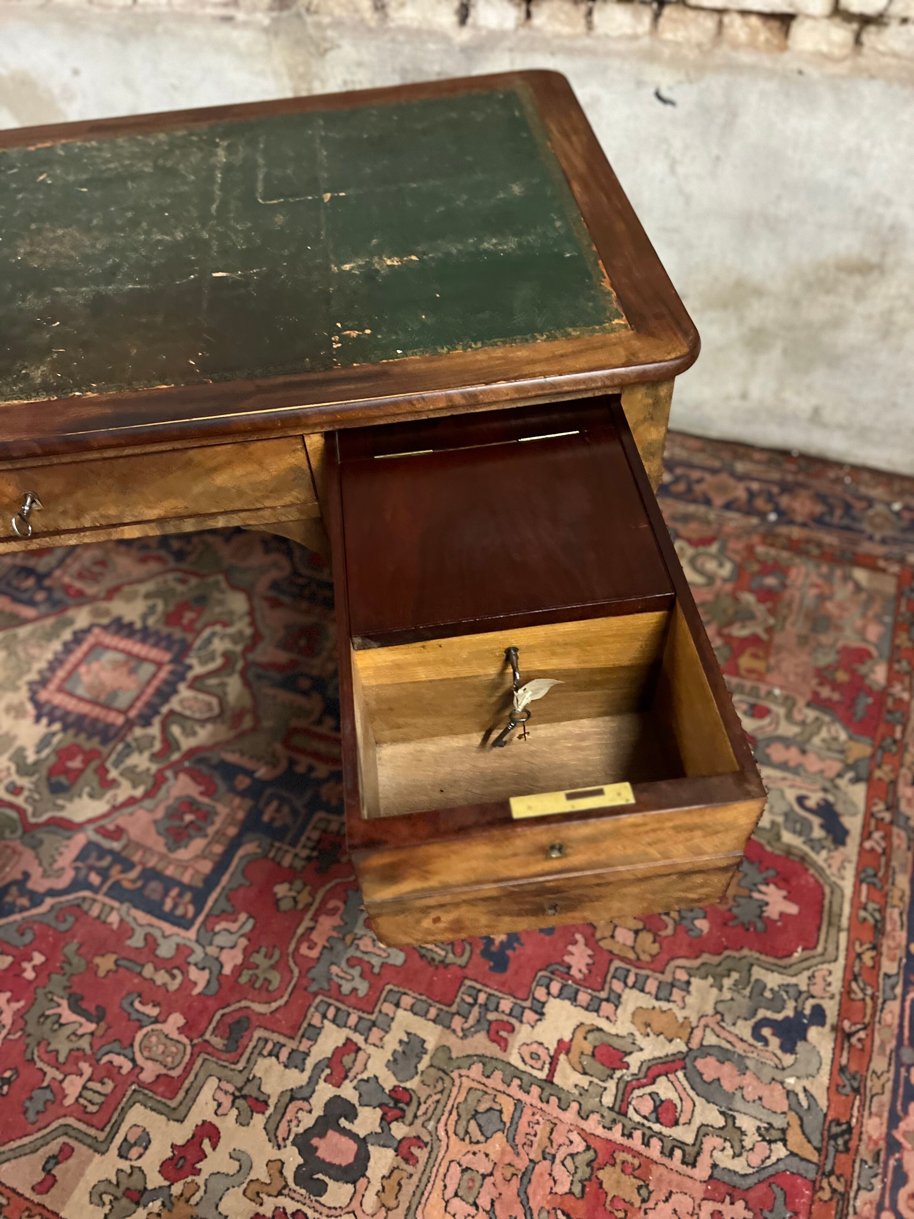 Flat mahogany desk Louis Philippe XIX century