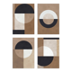 4 geometric art prints in brown tones.