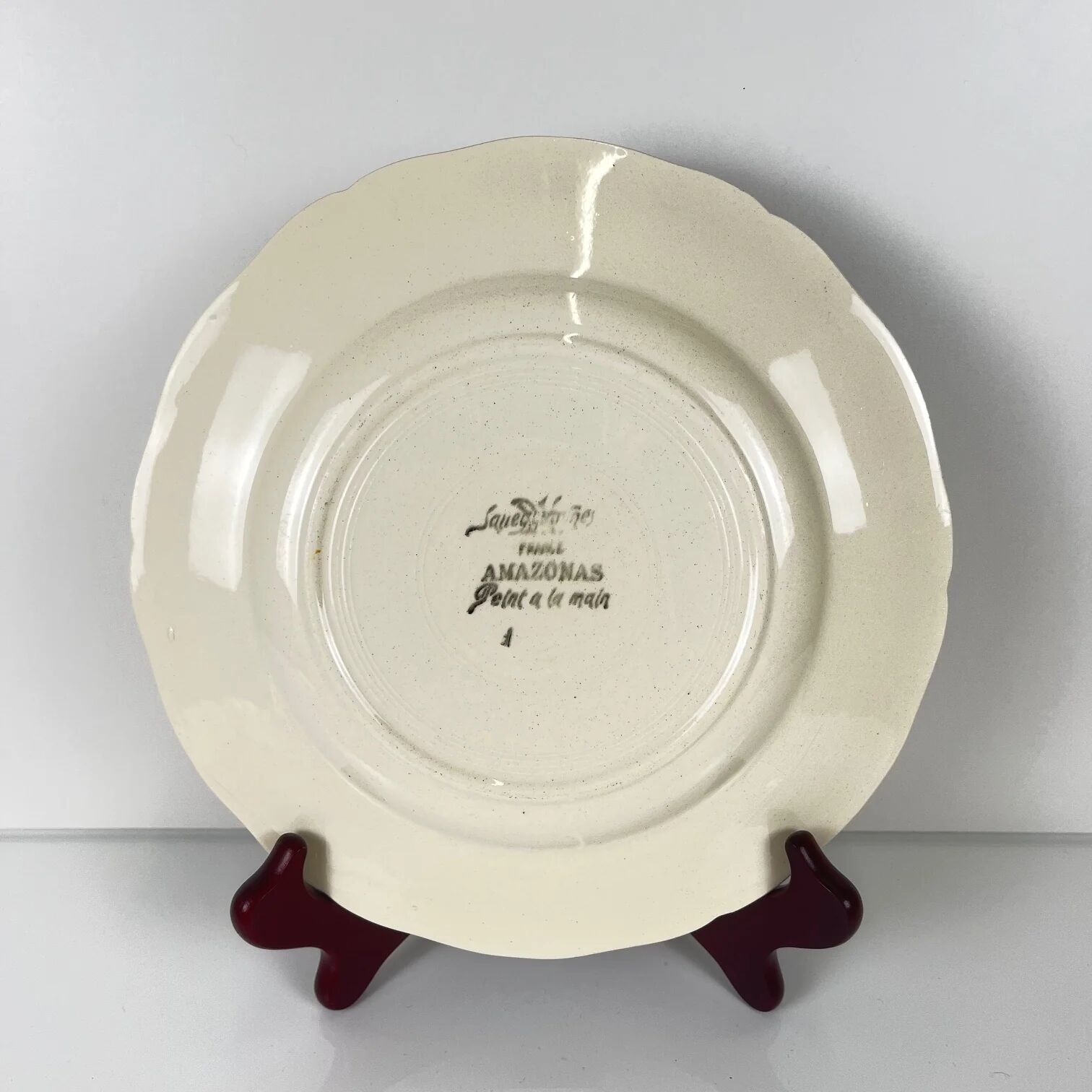 Set of 4 Sarreguemines "Amazonas" dinner plates, late 19th-early 20th century