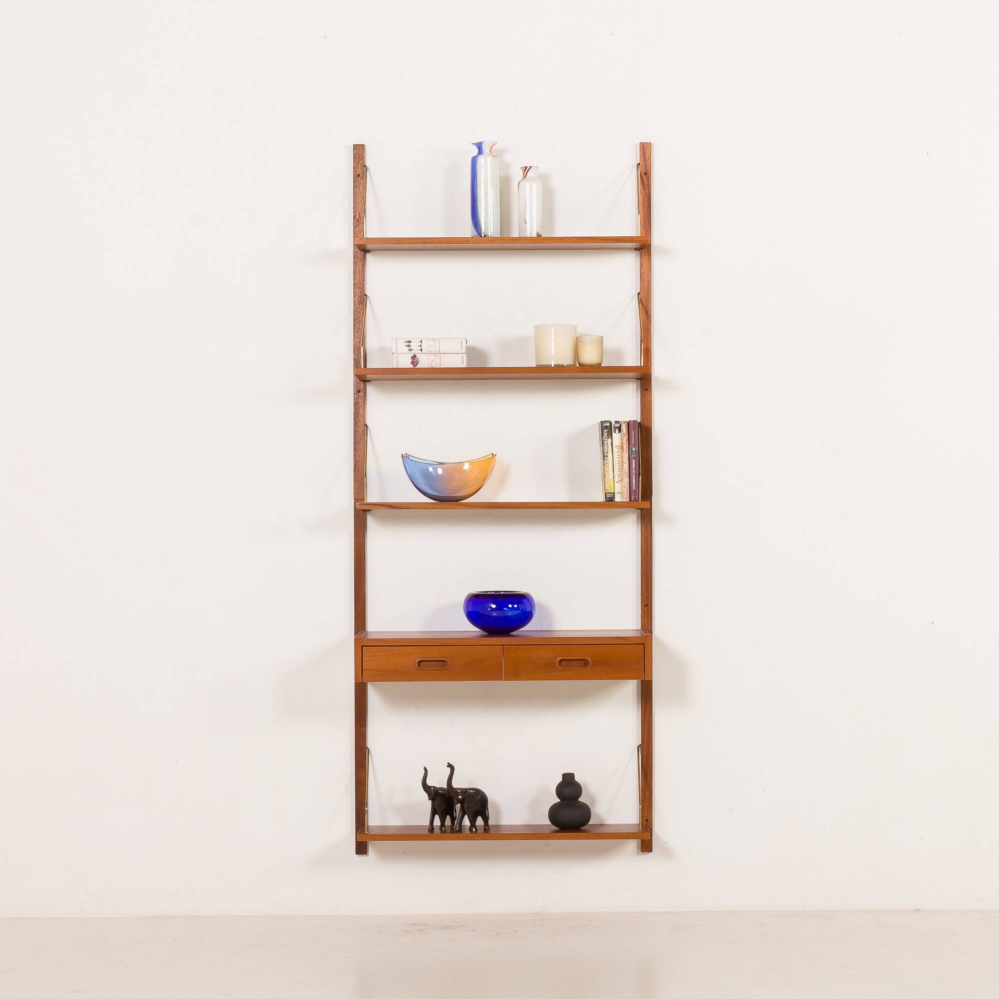Scandinavian mid century teak wall unit with a console, 1960s