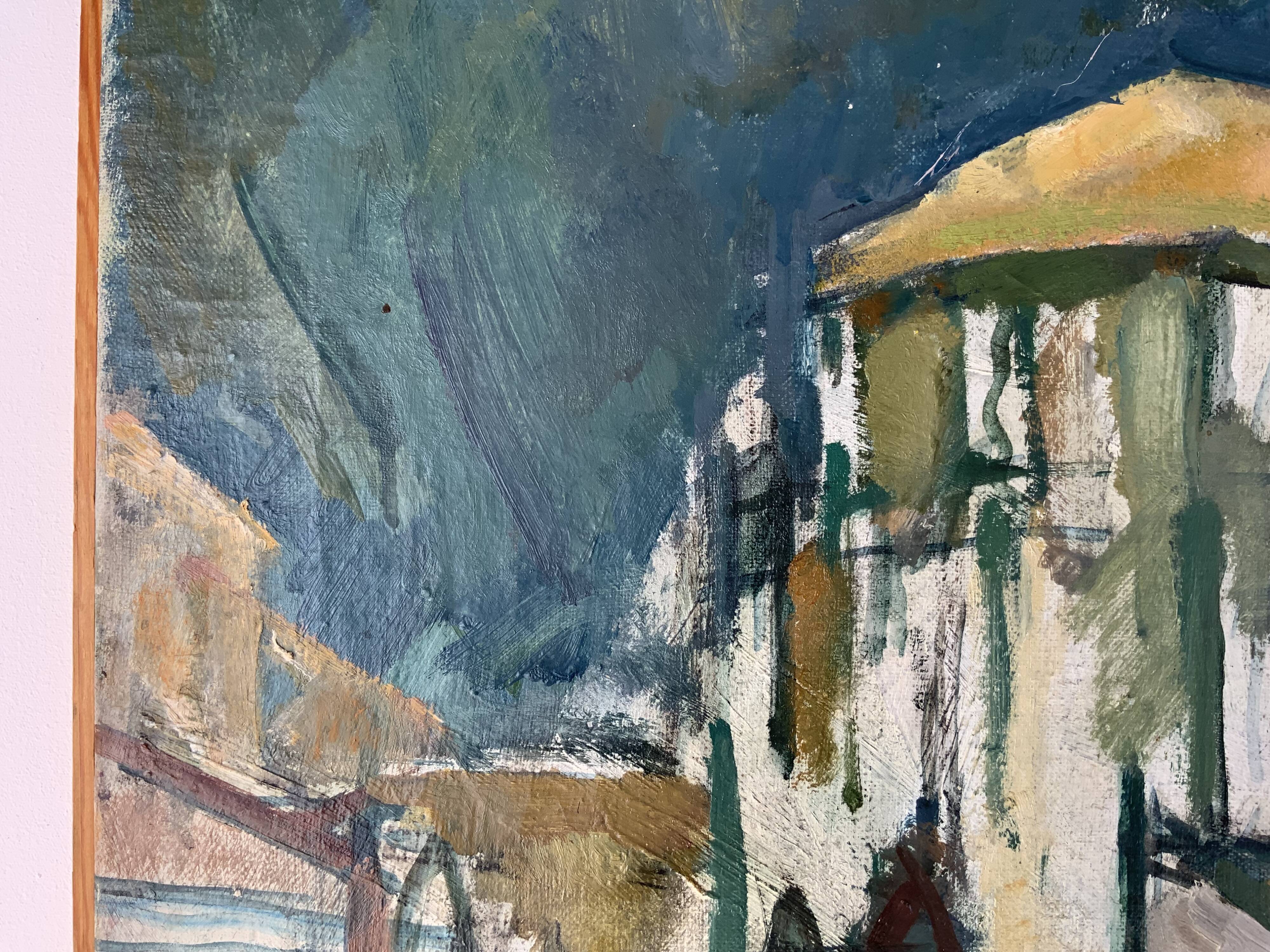 Vintage oil on canvas by S.Ekengren Architectural Landscape at Cadaques