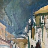 Vintage oil on canvas by S.Ekengren Architectural Landscape at Cadaques