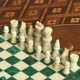 Handmade malachite chess set.