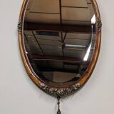 Art Deco Flamed Mahogany Oval Mirror Circa 1910