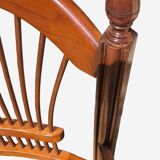 Pair of straw and cherry armchairs