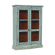 Vitrine murale vieux teck patine bleu piece d'origine inde