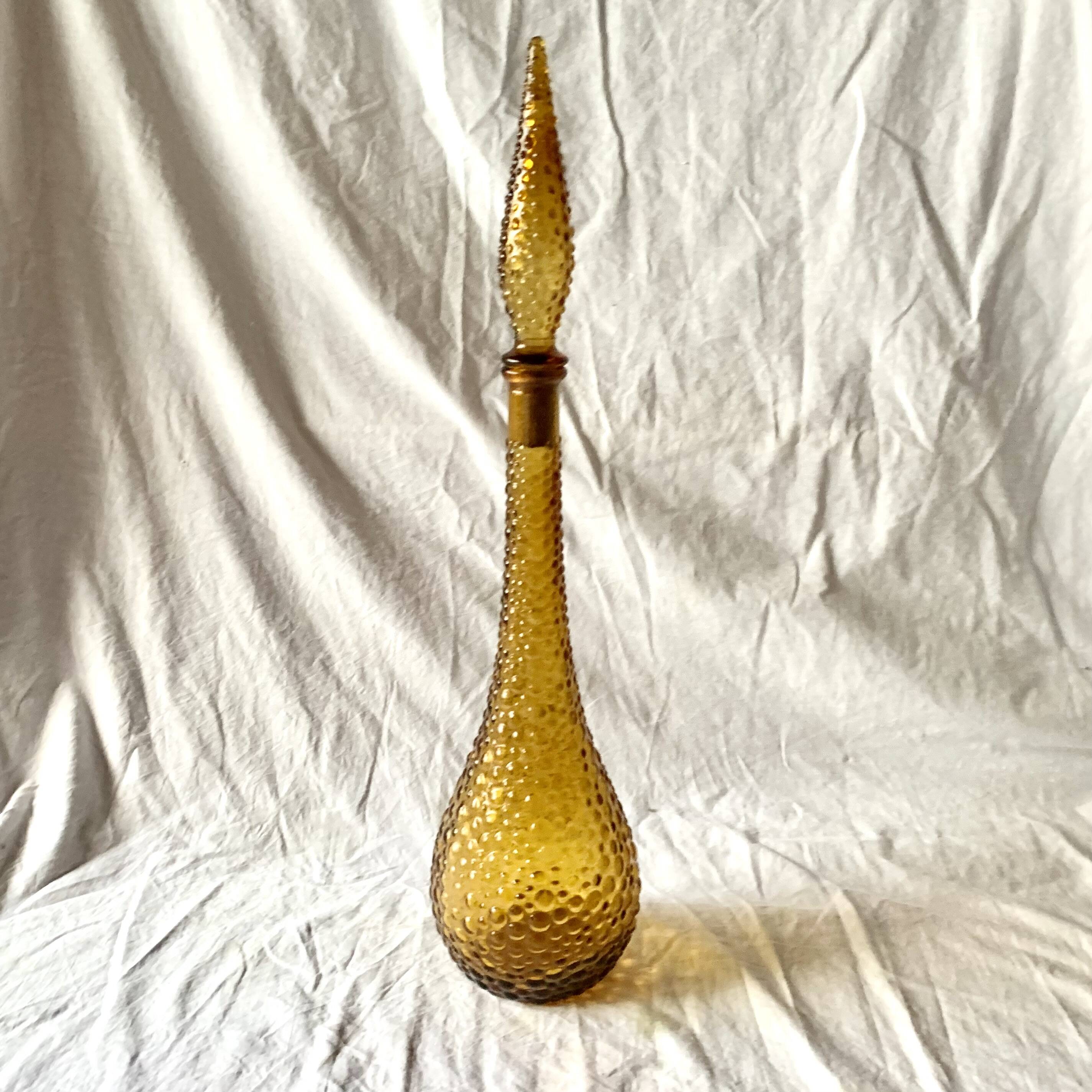 Amber yellow Empoli glass bottle