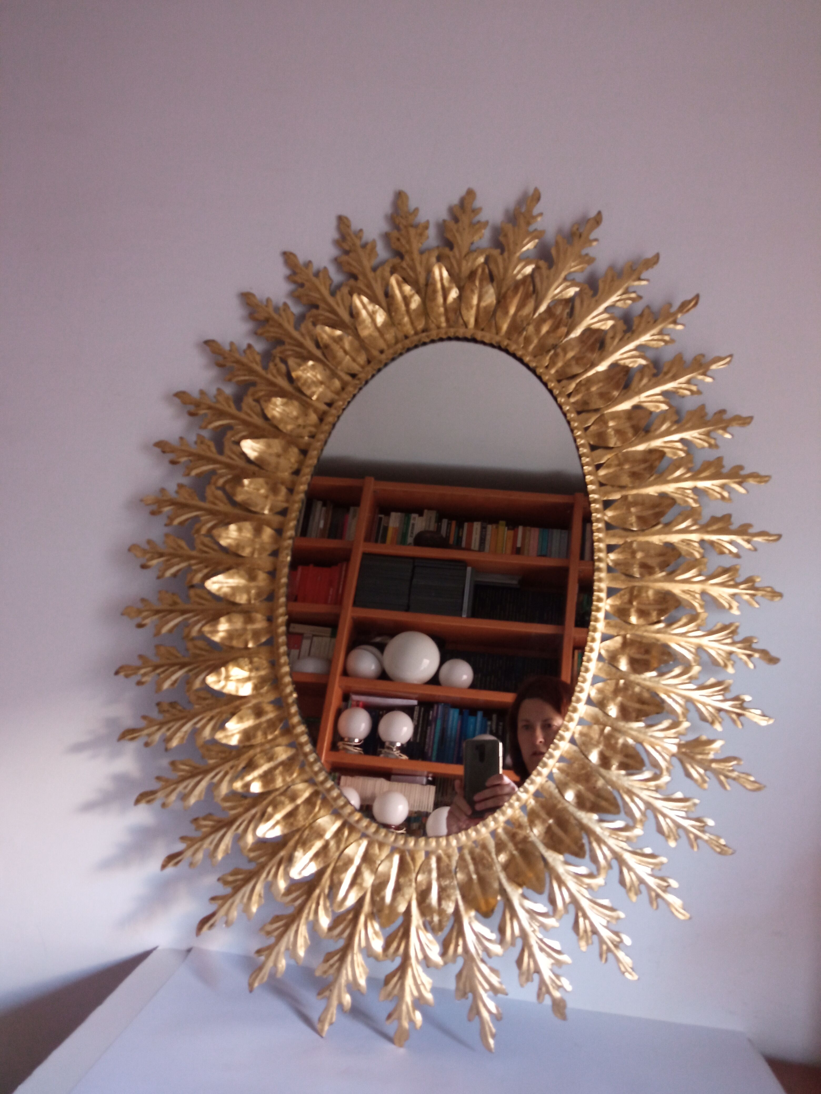 Vintage golden sun mirror