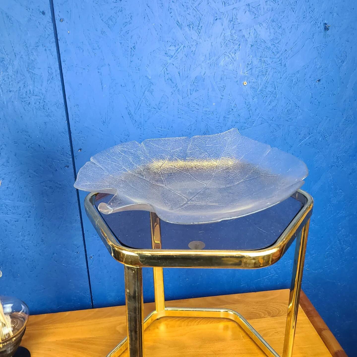 Vintage glass leaf dish