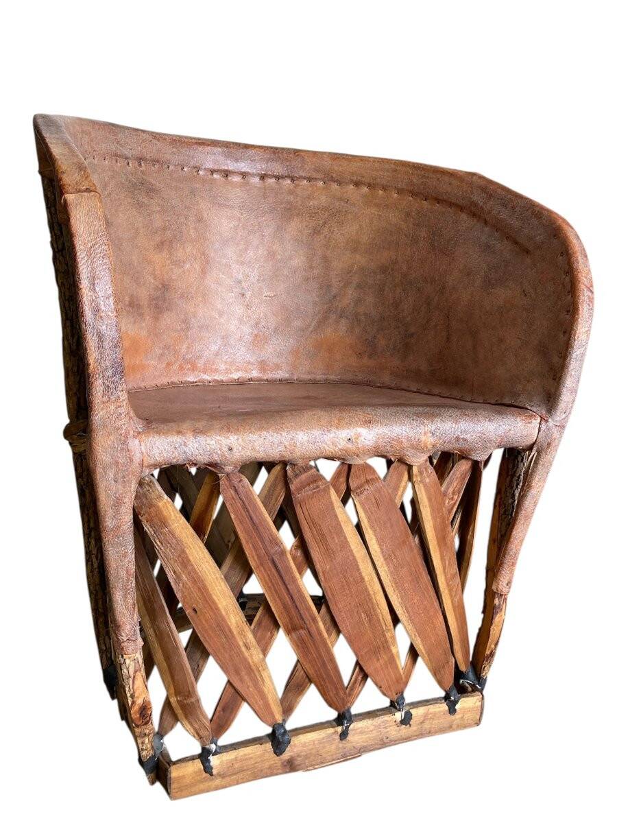 Equipale leather armchair, folk art - Mexico, 1970s