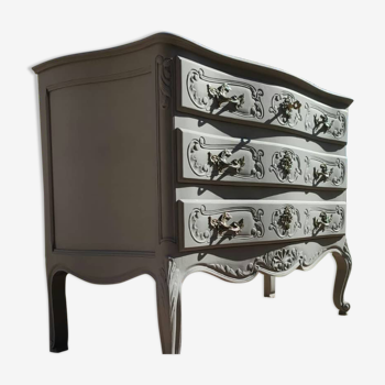 Commode relookée grise Louis XV