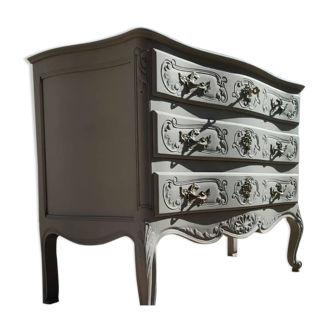 Louis XV grey restyled chest of drawers