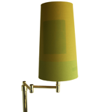 Vintage ikea brass swing arm floor lamp with pastel green fabric shade