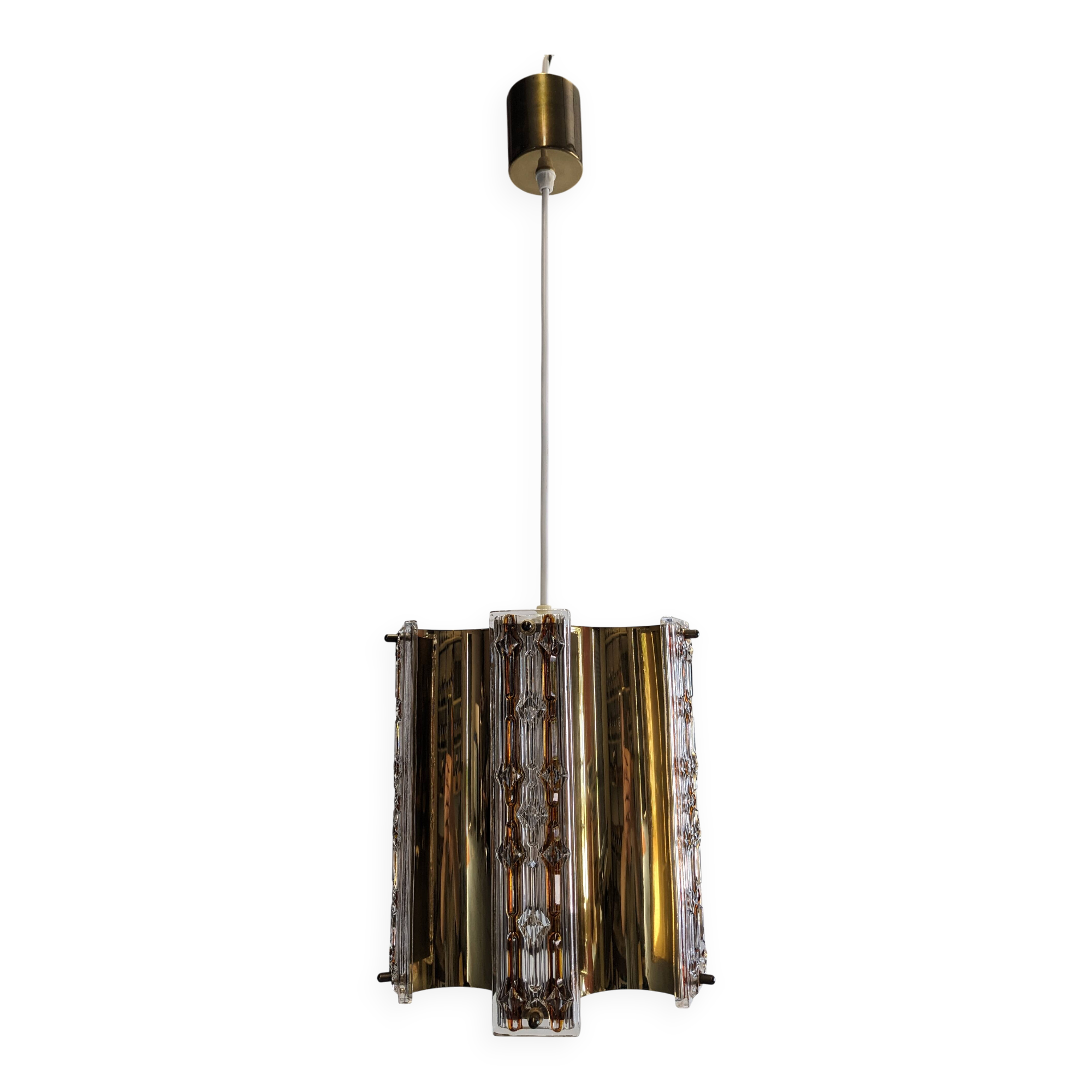 Hollywood Regency brass pendant by Vitrika, Denmark circa 1970.
