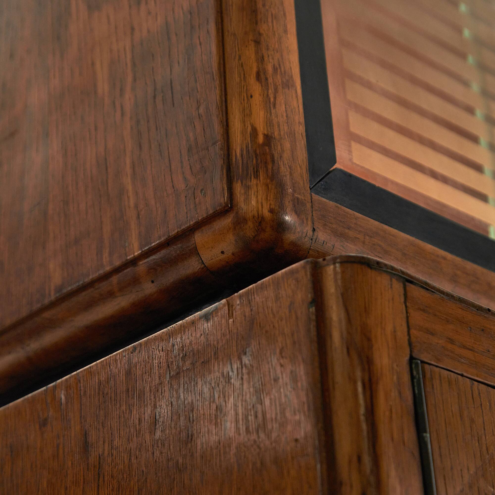 1950's Oakwood Display Cabinet with Sliding Glass Panels