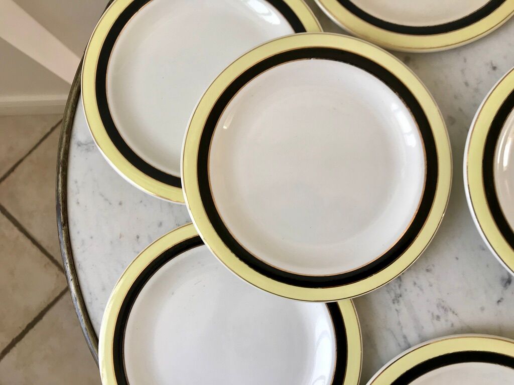 Set of 9 dessert plates salins "texas" 50s