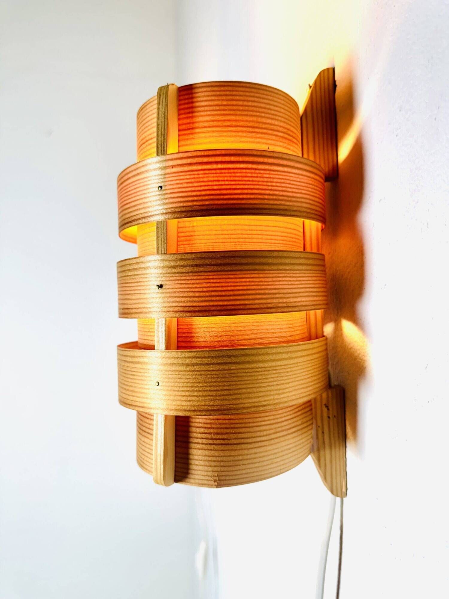 Set Of Curved Pine Veneer Wall Lamps By Hans-Agne Jakobsson For Markaryd, Sweden 1960S