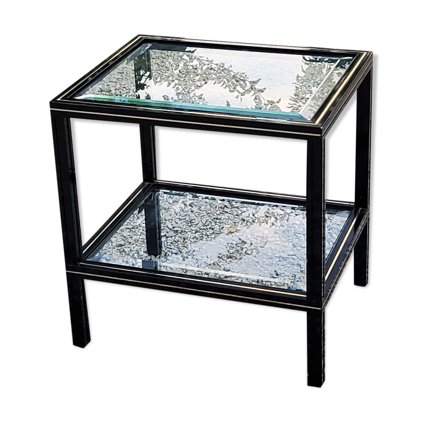 Side table end of sofa Pierre Vandel in metal and glass tops