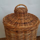 Large basket in vintage rattan 50s
