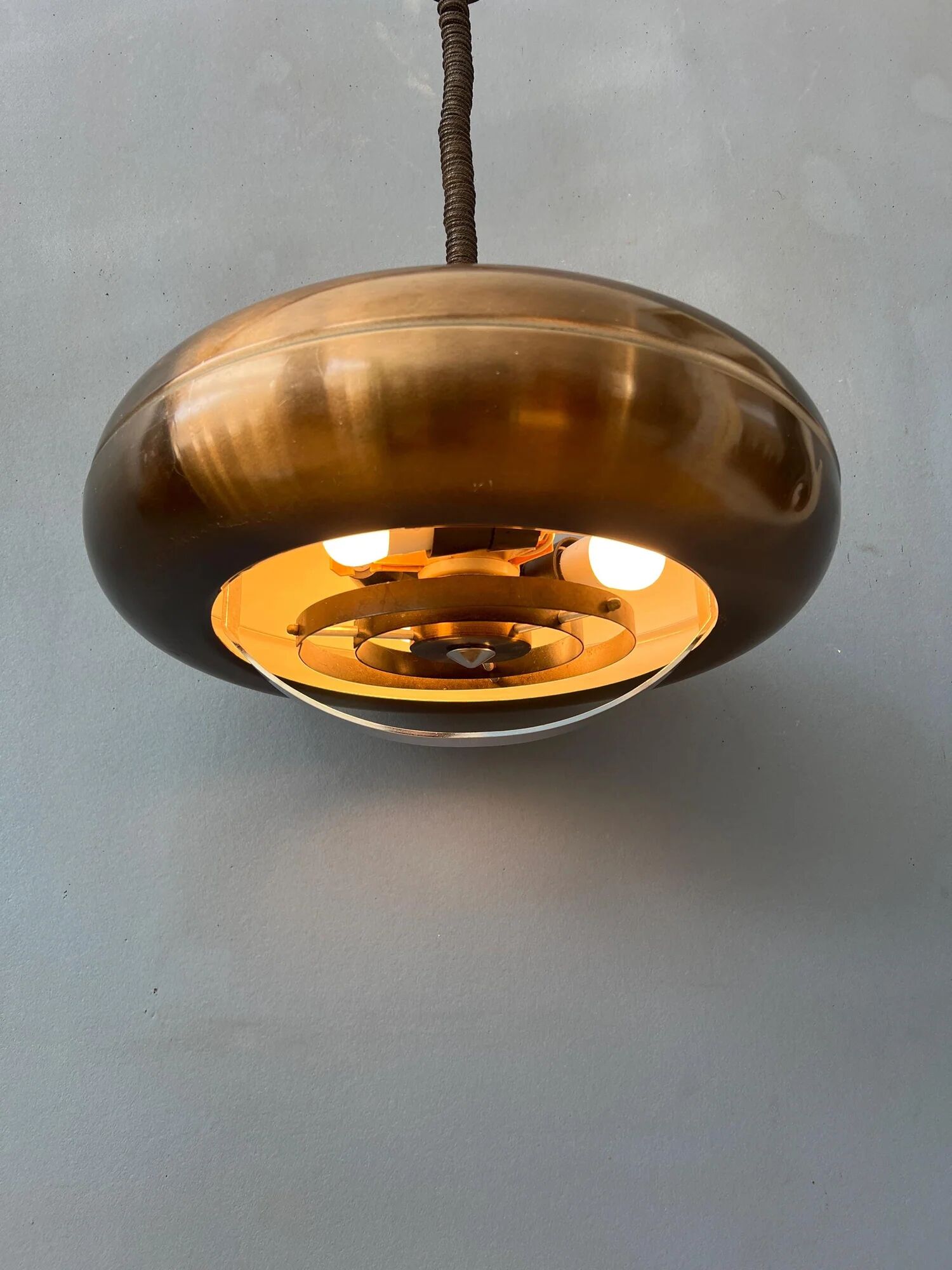 Vintage 'Copper' UFO space age pendant lamp