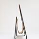 Carl Auböck II Magazine rack Midcentury, brass and brown leather, vintage, Austria