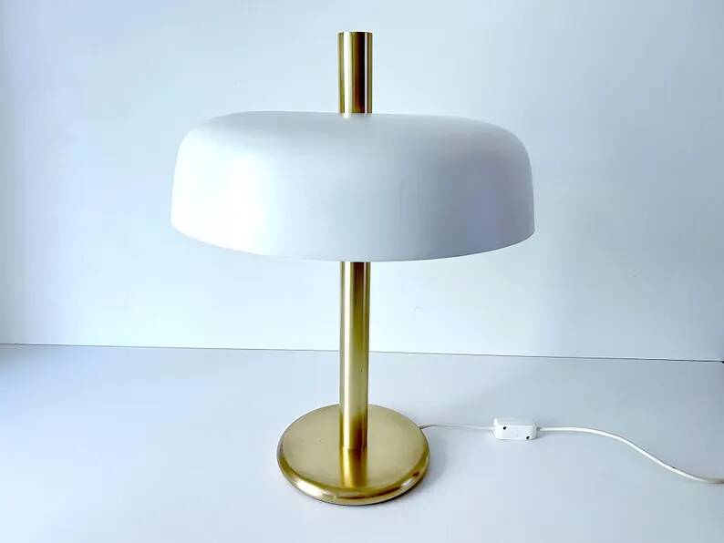 Large Vintage Space Age Desk Lamp, Brass