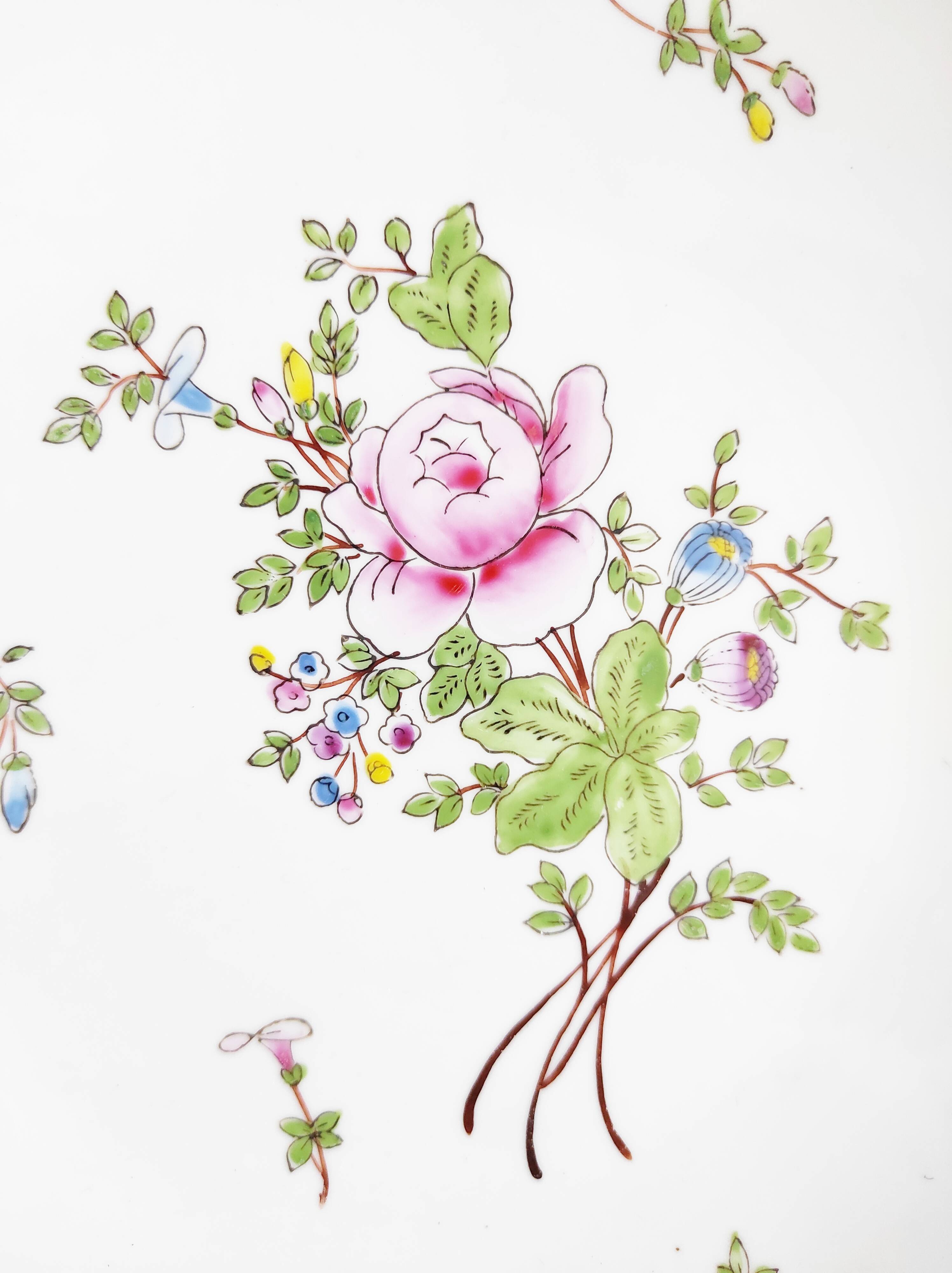 Chinese plate with hand-painted flowers