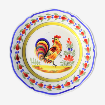 Plate decoration with the rooster of Houlgate signed Henriot