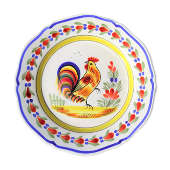 Plate decoration with the rooster of Houlgate signed Henriot