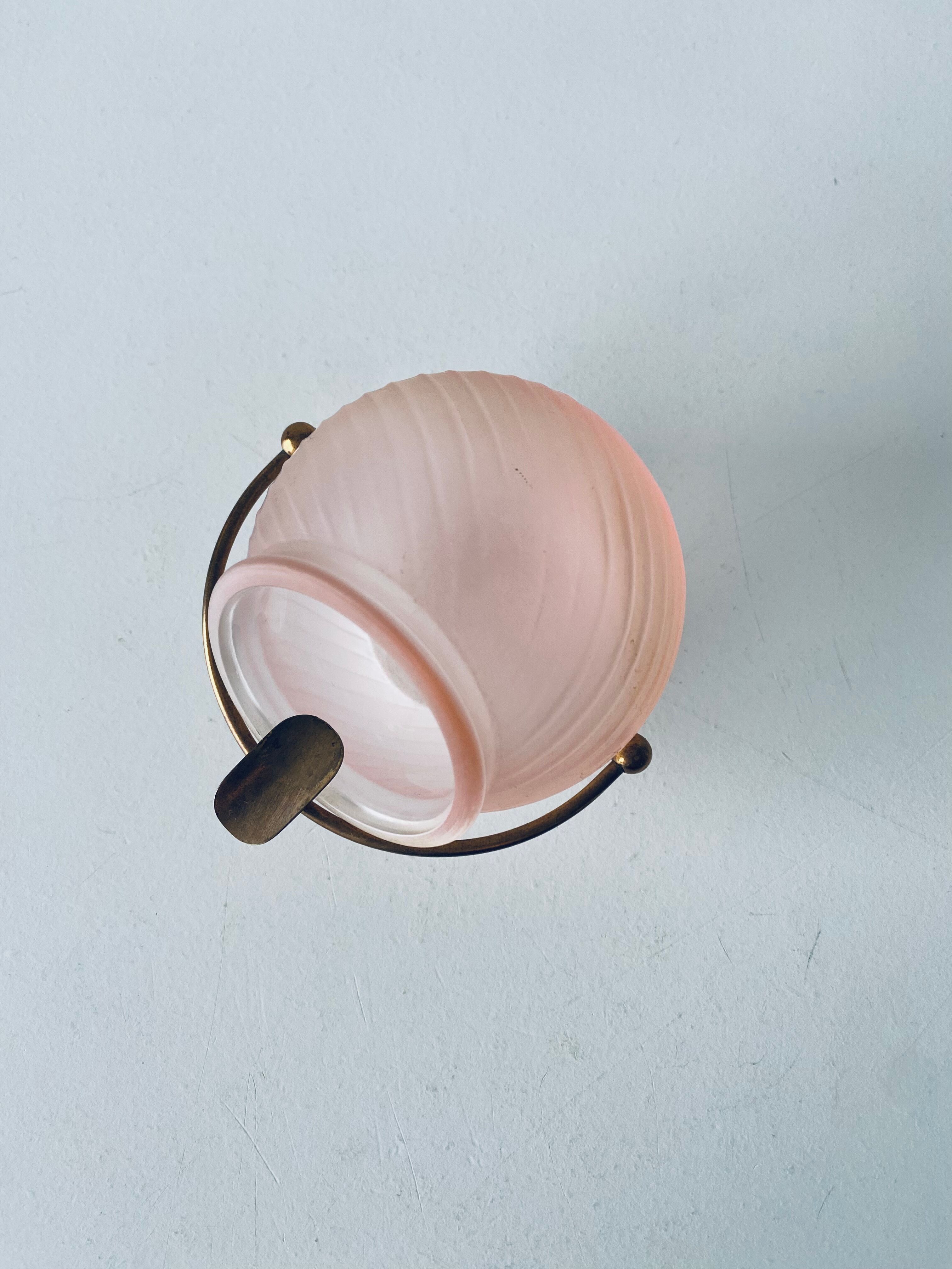 Glass and brass ball ashtray