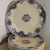Set of 8 large flat plates + 1 round dish - longchamp