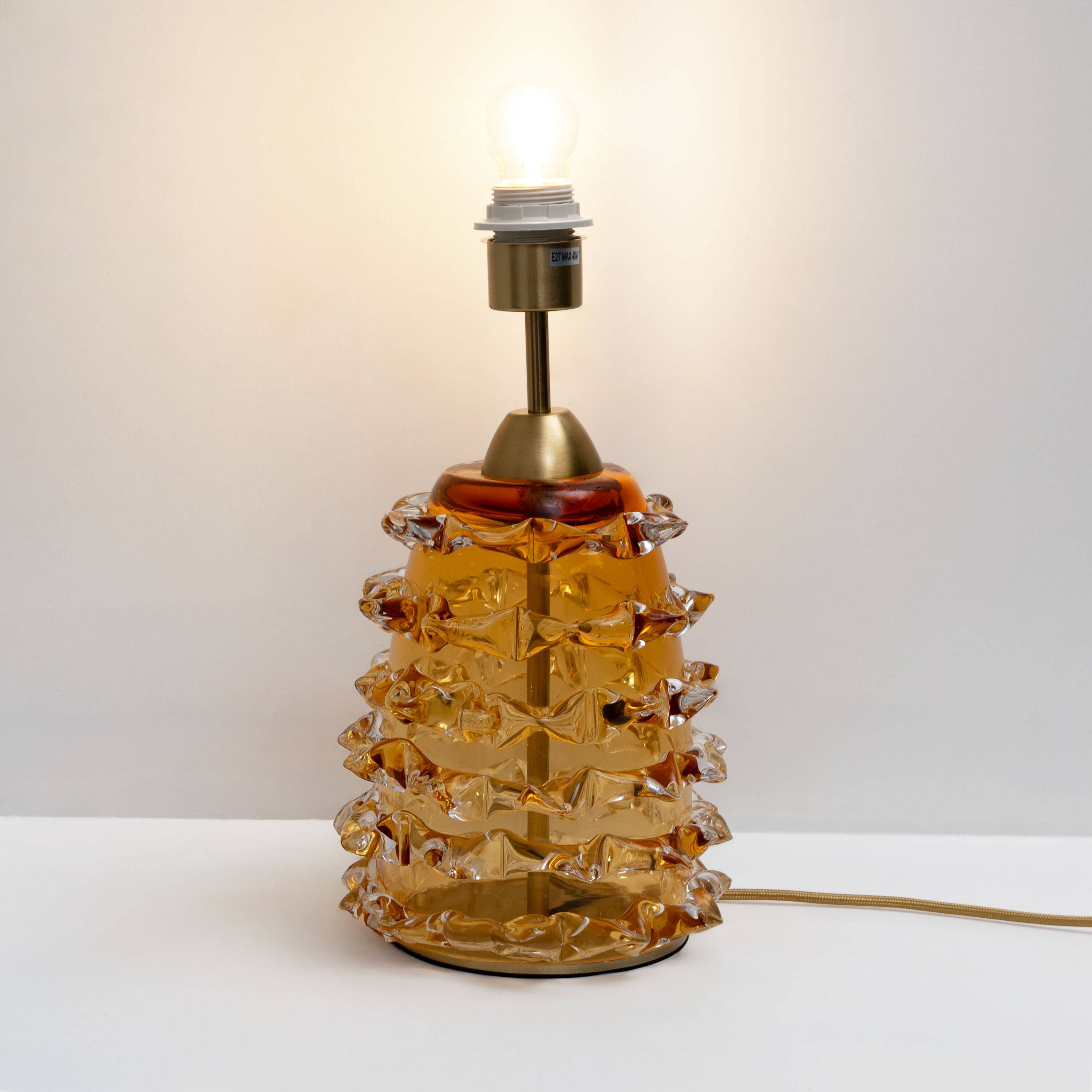Paire de lampes de table en verre de Murano Amber Rostrato