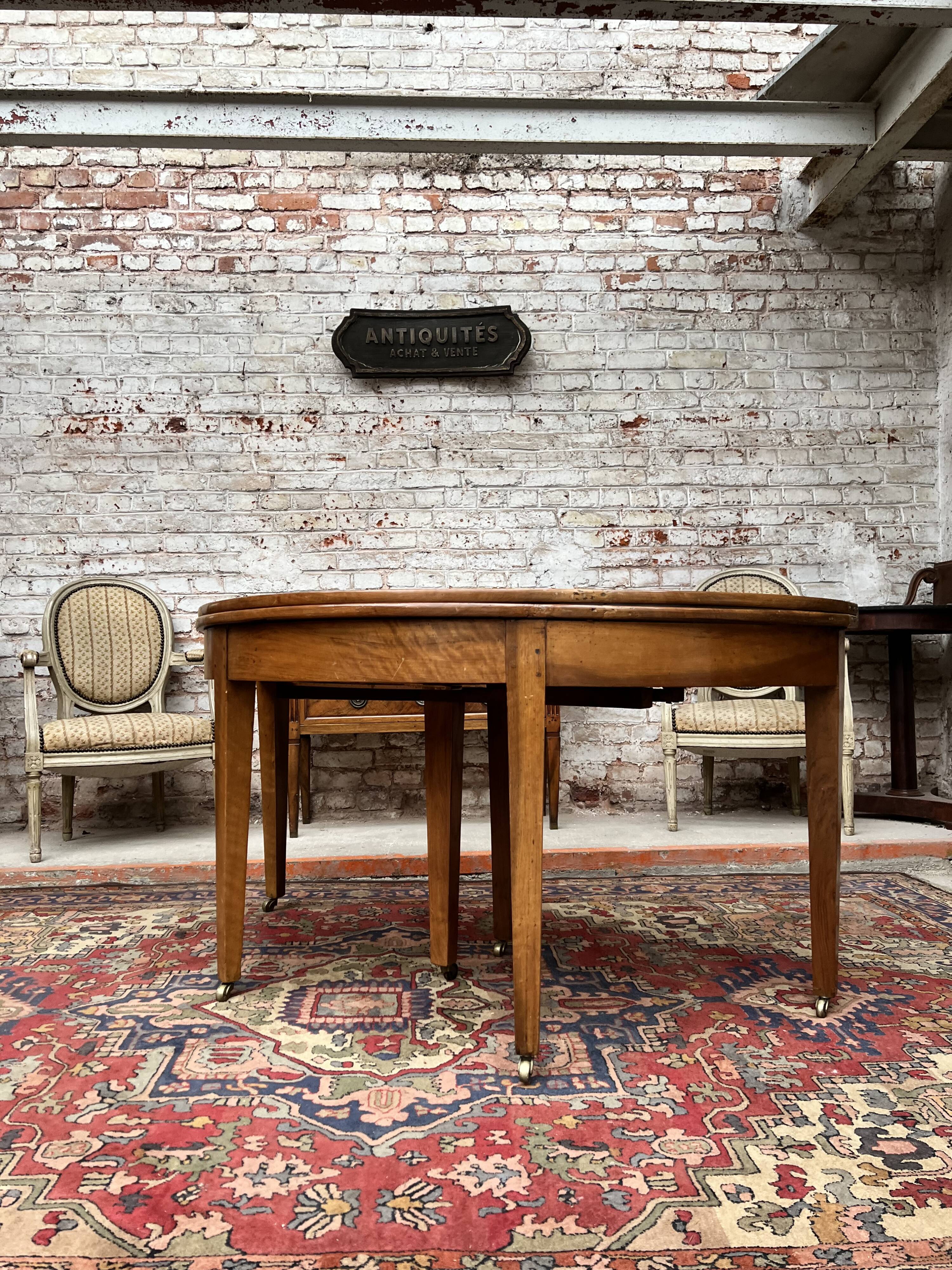 Oval table half moon walnut stamped period directoire xviii th century