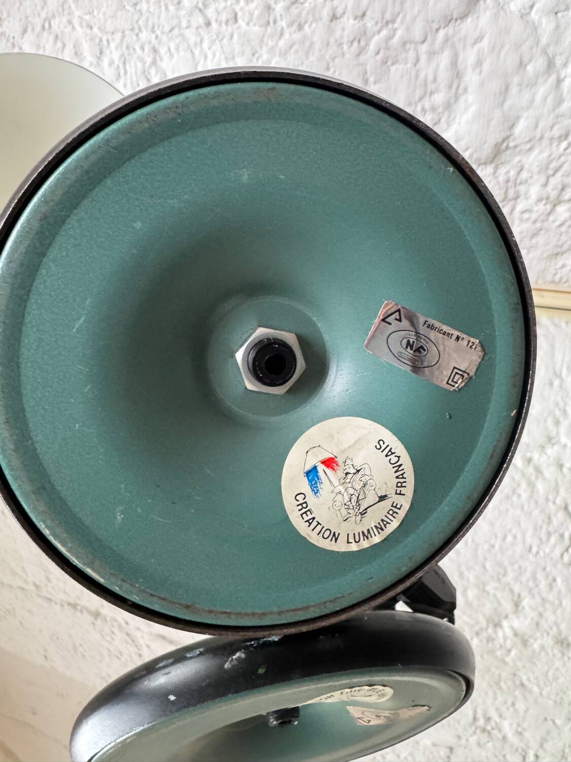 Green Aluminor articulated desk lamp from the 70s